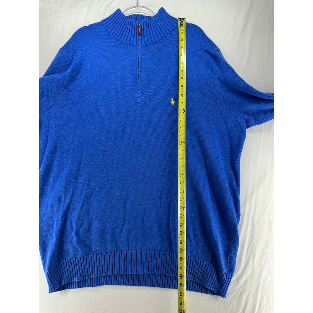 Polo Ralph Lauren Mens 2XLT Tall Royal Blue Cotton Quarter Zip Pullover Sweater - Picture 6 of 9